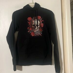 Port & company Skull & Roses motif black hoody sweatshirt